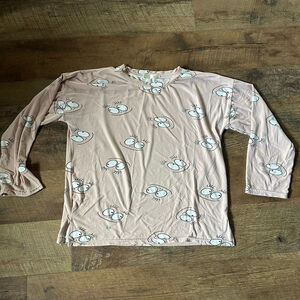 Kids MJY Pajama Top Pink/White Cartoon Face Print Size 15